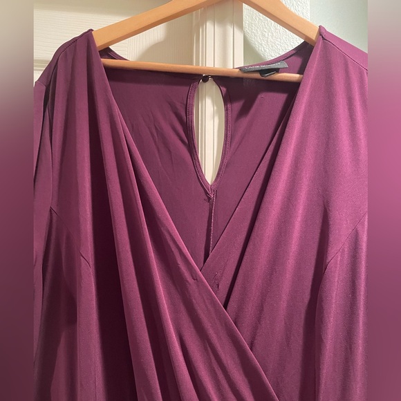 LANE BRYANT Stretchy, Wide Leg, Flutter Sleeve, Faux Wrap Jumpsuit - Picture 6 of 13